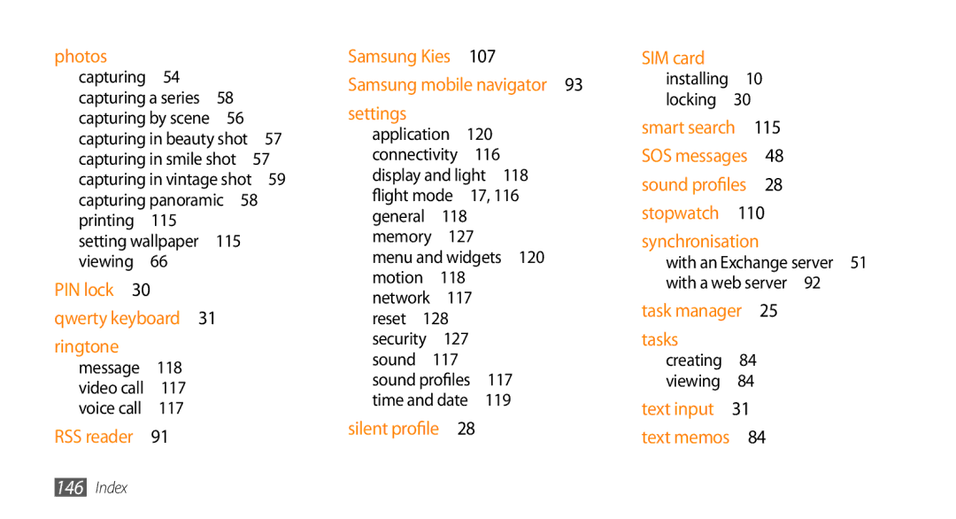 Samsung GT-S8530BAAXXV, GT-S8530BAASKZ, GT-S8530BAATMC, GT-S8530LIAAFR, GT-S8530LIAPAK 115, 118, 117, 127, Menu and widgets  